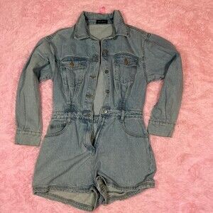 Hazel Boutique Blue Denim Romper 8 Aa 8